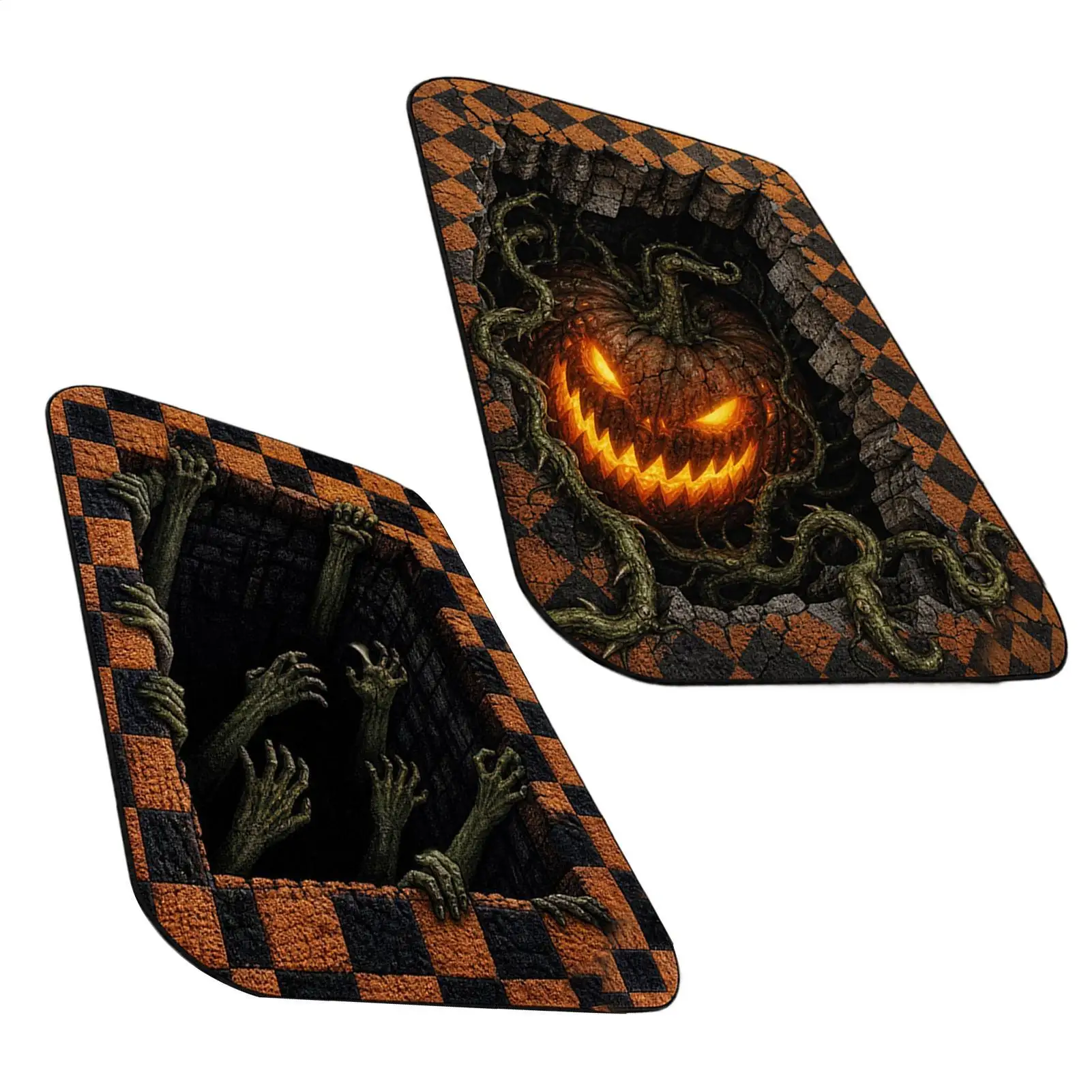 Halloween Bath Mat Gothic Non-Slip Illusion Carpet Home Decoration Halloween Optical Illusion Rug for Bathroom Bedroom Living