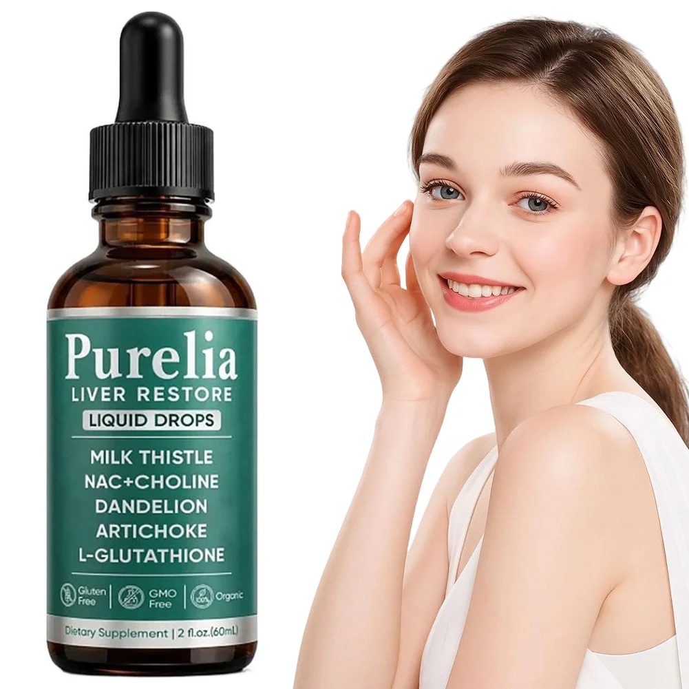 Herbal Liquid Supplement 60ml Milk Thistle NAC Choline Dandelion Artichoke Glutathione Daily Wellness Drops Serum for Women Men
