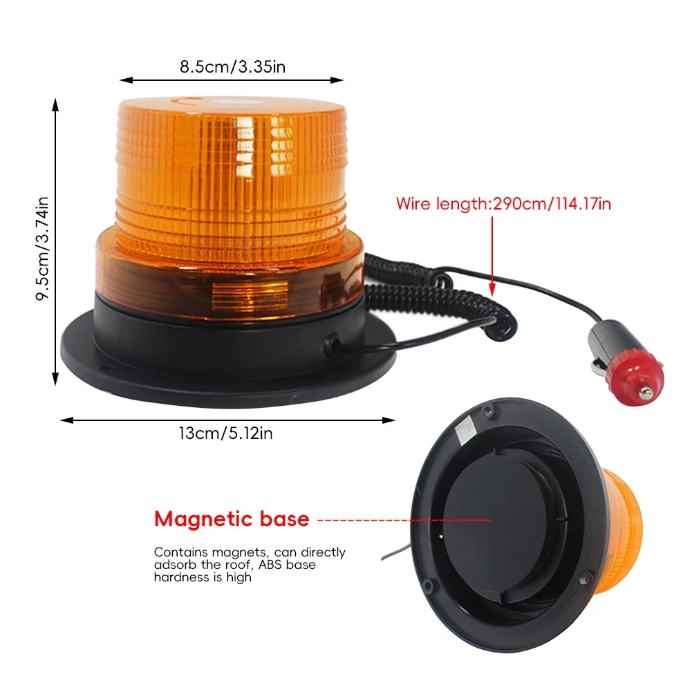 Lumière stroboscopique rotative d'urgence pour voiture, flash d'indication de glace Ruth, gyrophare LED, orange, bleu, rouge, lumière iodée, 12V