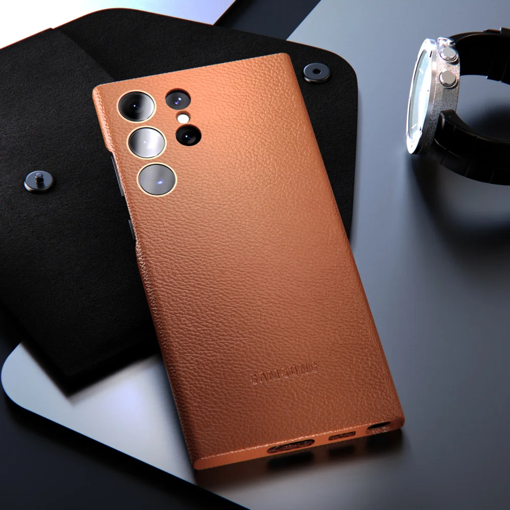 Original Leather Case for Samsung Galaxy S23 S22 Ultra Plus Luxury Cover Shockproof Full Protective Shell for S23Ultra S22Ultra