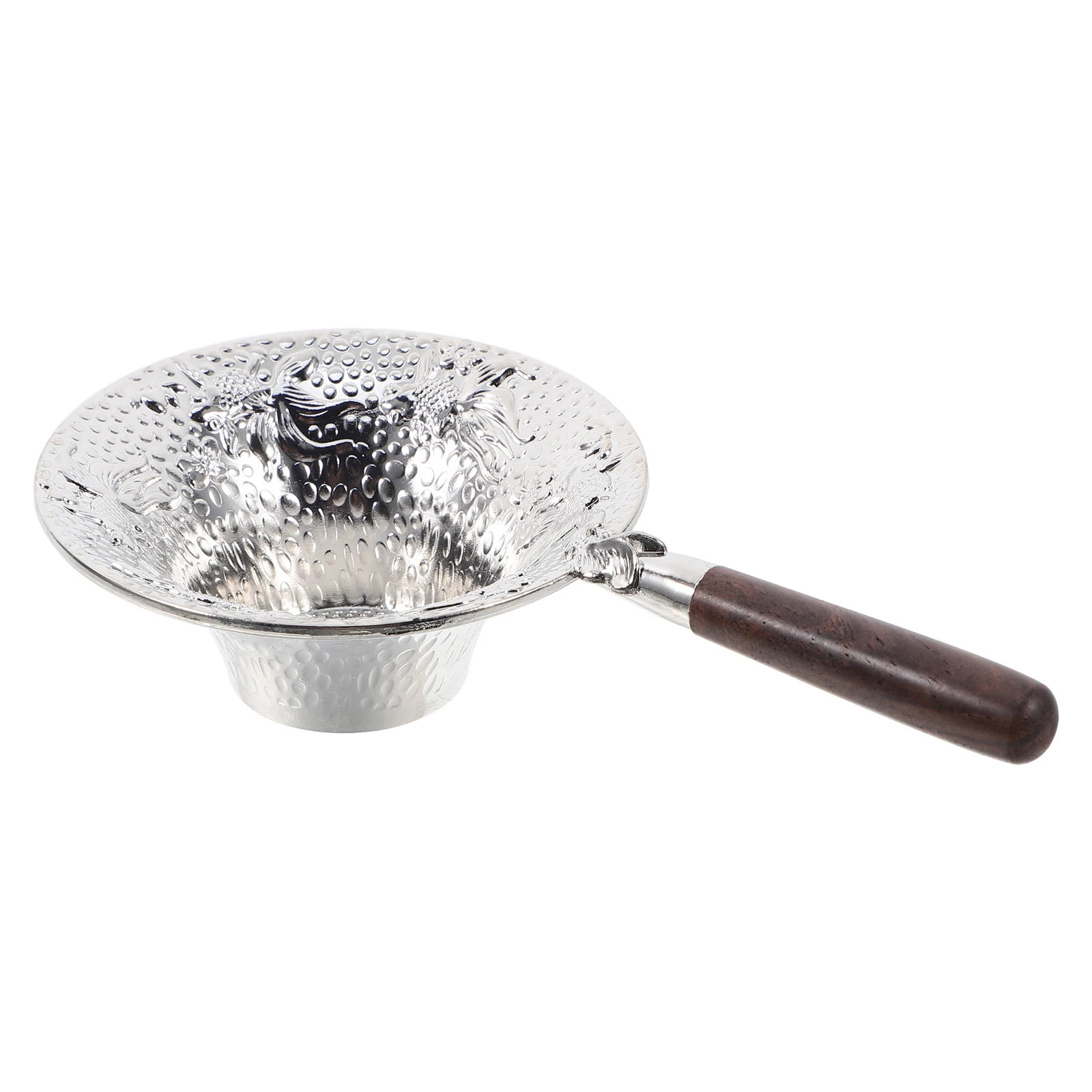 

Fine Mesh Chinese Koi Pattern Strainer Alloy Metal Tea Filter With Handle For Loose Leaf Tea Coffee Spices Silver