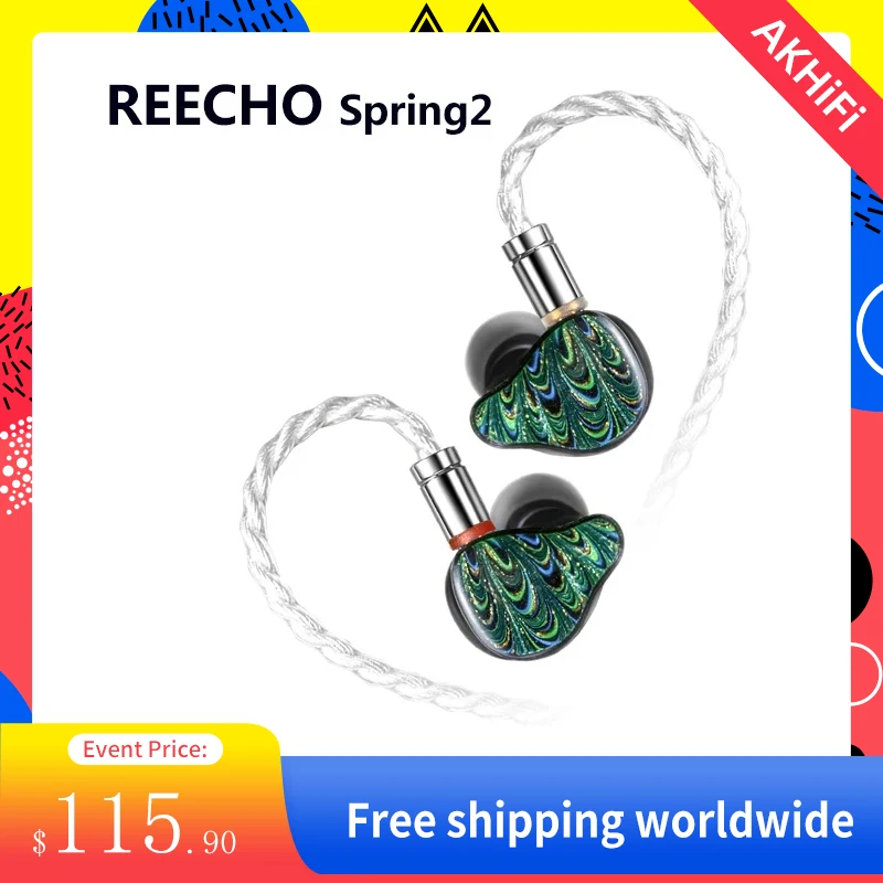 REECHO Spring2 Knowles 1BA 1DD Hybrid In-Ear Earphone HiFi DJ Bass Monitor Music IEM Aluminum Annular Diaphragm Detachable Cable