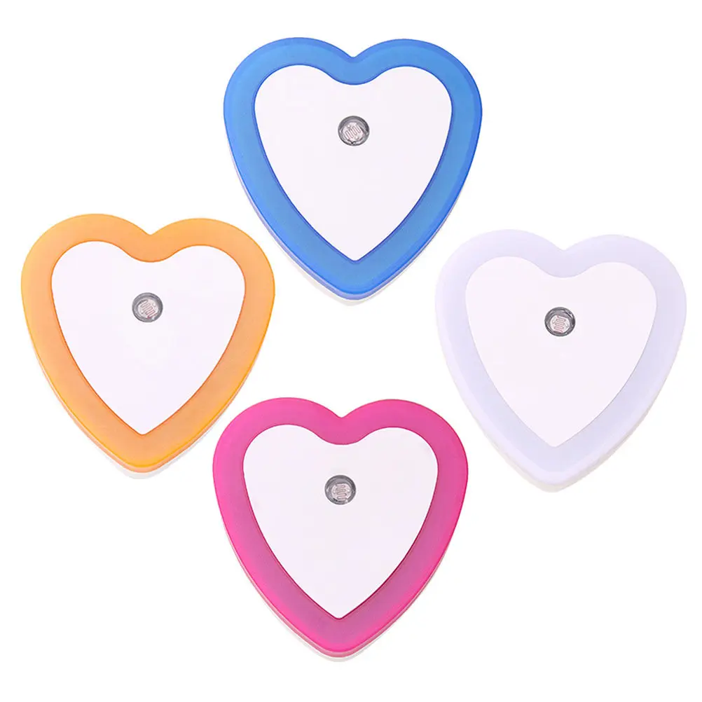 

4Pcs LED Heart Night Light Plug in Wall Lamp Cozy Bedside Light for Bedroom Hallway Room Us Plug Mixed Colors