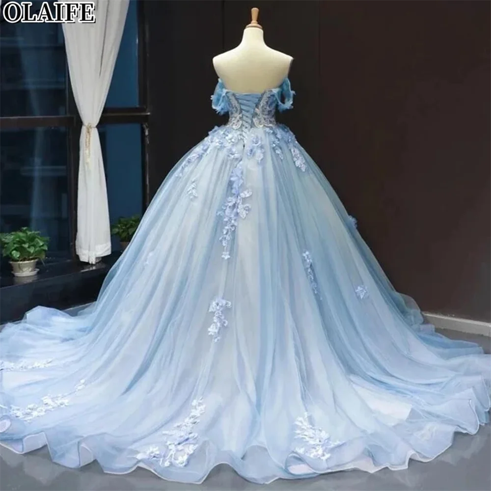 Women's Ball Gown Tulle Lace Sweetheart Sweep Train Long Prom Dresse vestidos para eventos especial  فساتين حفلة موسيقيةes