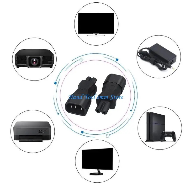 H37F Power Plugs Converters C14 to C7 Male Female Adapter for Electronic Devices