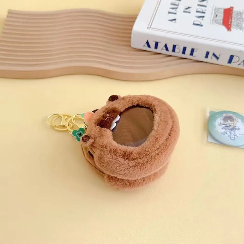 Regalo Portafoglio Capybara Zero in cotone PP Creativo Capybara in PVC Borsa in peluche Portachiavi per animali Portamonete Borsa per badge trasparente Ragazze