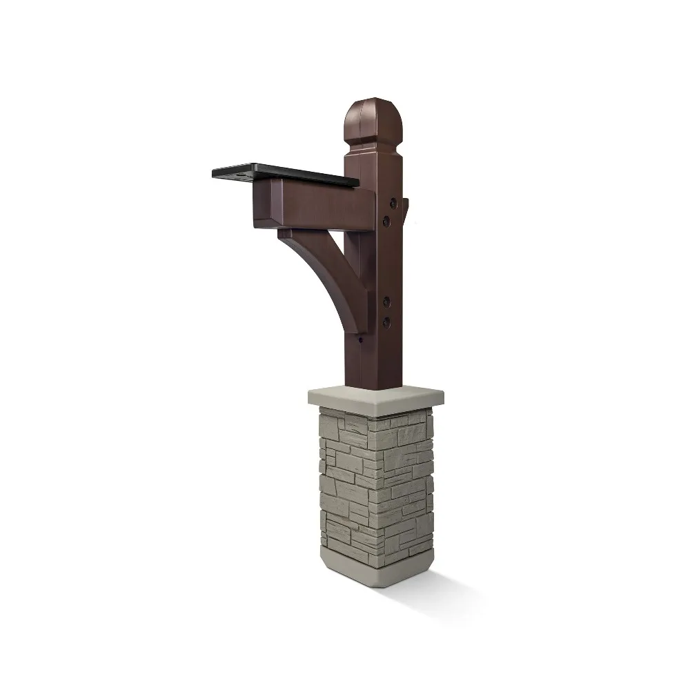 Premium Mailbox Post Set Cross-Arm Classic Coffee