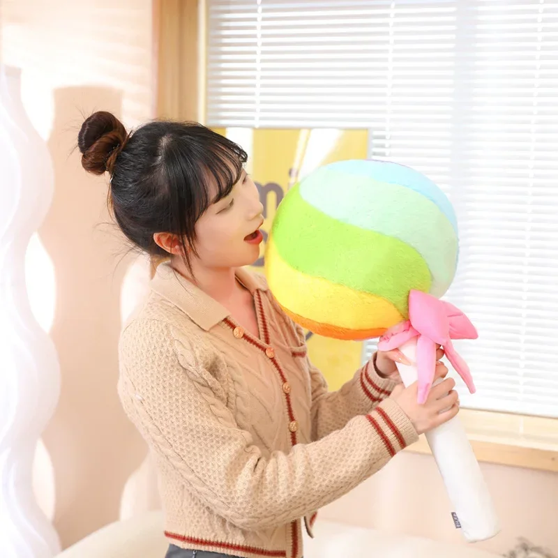 43/58 CM Grappige Regenboog Lollipop Knuffels Kleurrijke Snoep Pluche Kussen Bal Speelgoed Gevuld Zacht voor Kinderen Meisjes verjaardagscadeautjes