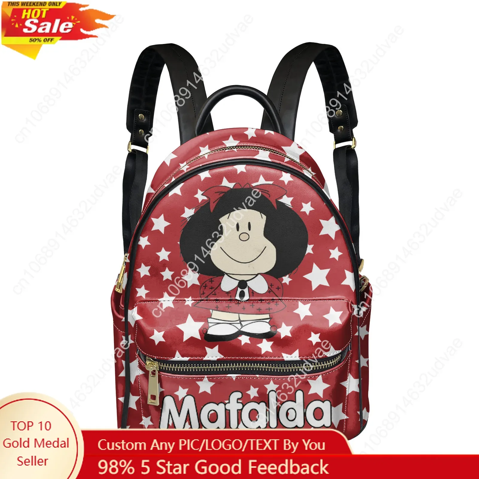 Mafalda Cartoon Backpack Womens Men Knapsack Personalized Double Shoulder Bag Business Travel Bookbag Rucksack Gift Daypack