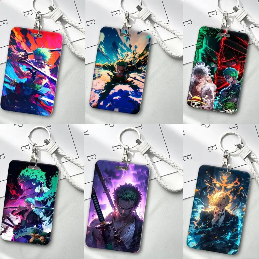 One Piece Handsome Zoro Cover Case 1Pc Card Holder Retractable Credit Card Holders Holders Child Bus with lanyard Bank ID Badge