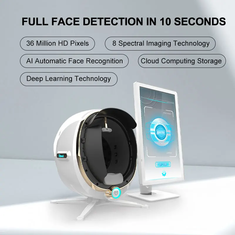 3D Moji Facial Skin Analyzer, Dispositivo Espelho Mágico, Scanner de pele, Analisador de teste, Spectral Imaging Technology, Atualização