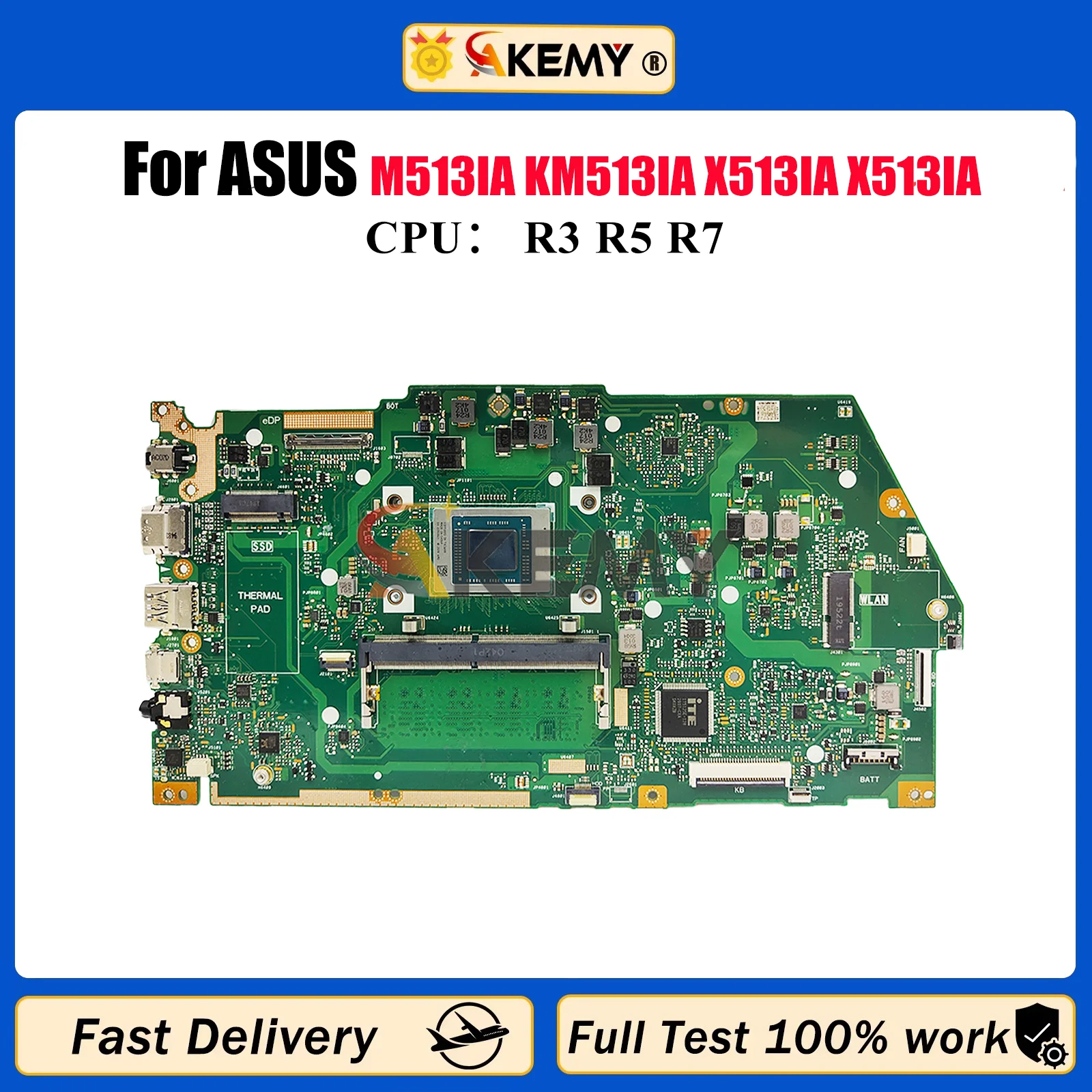 

X513IA Laptop Motherboard For ASUS VivoBook X513I M513IA KM513IA X513IA Notebook Mainboard With R3 R5 R7 CPU 100% tests OK stk