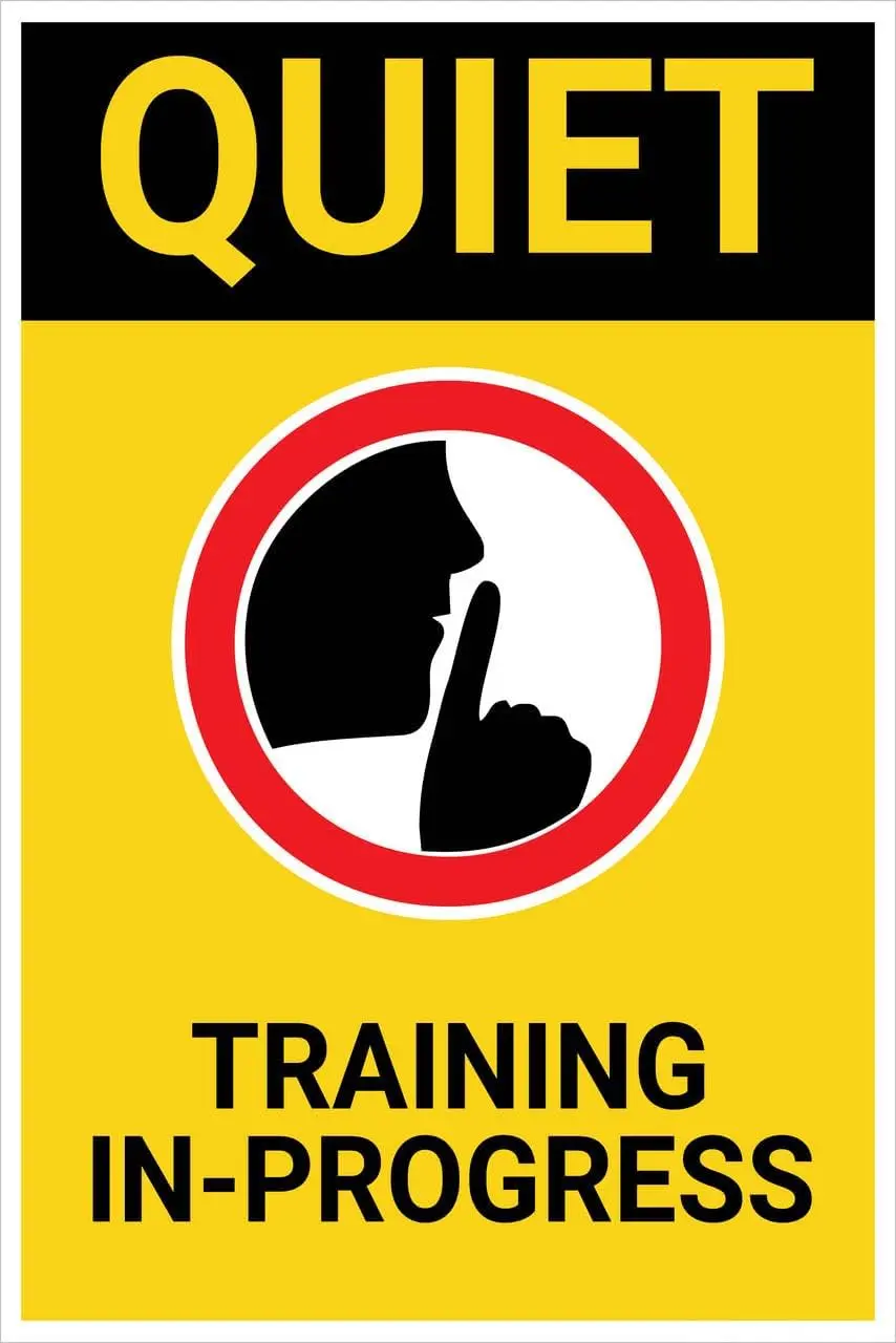 Quiet Training In Progress with Icon Portrait - Wall Sign Facility Signs Warning Caution Metal Tin Sign,  in-aluminum