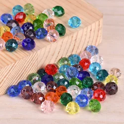 Rondelle 3x2mm 4x3mm 6x4mm 8x6mm 10x7mm facetado cristal vidro solto espaçador grânulos atacado lote de massa para joias fazendo descobertas