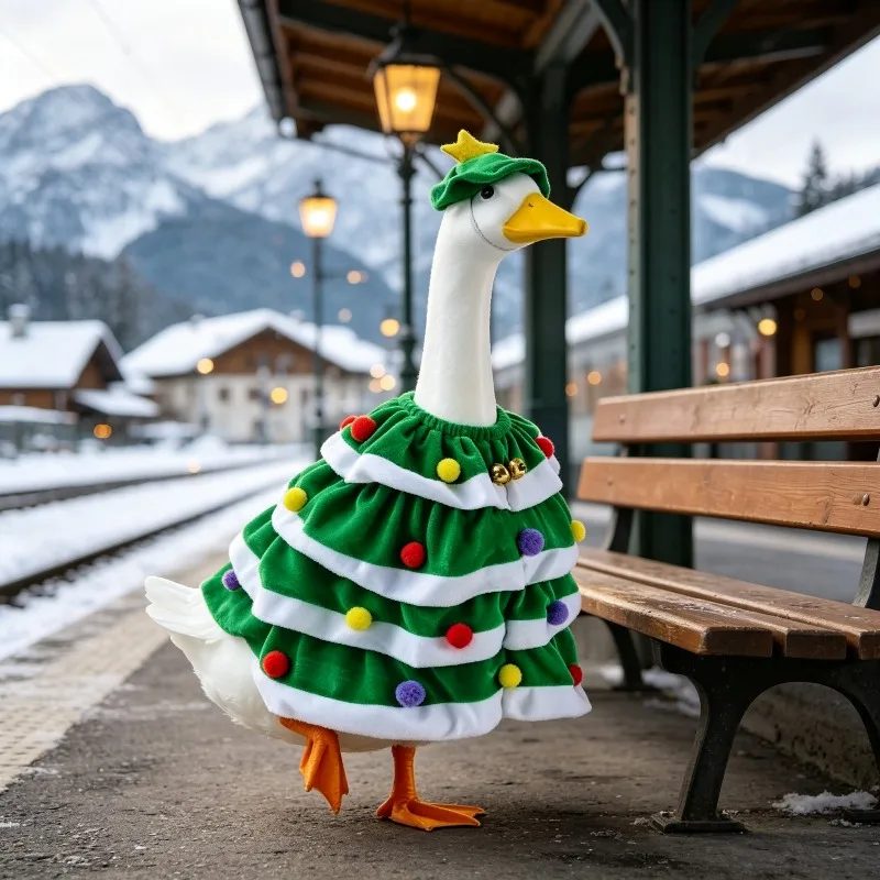 Christmas Tree Porch Goose Set Pet Christmas Clothing Hat Clothing Accessories No Goose