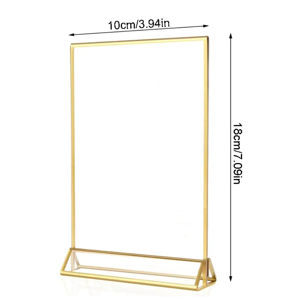 

Transparent Acrylic Golden Sign Holder DIY with Base Table Cards Picture Frame Durable Elegant Label Holder