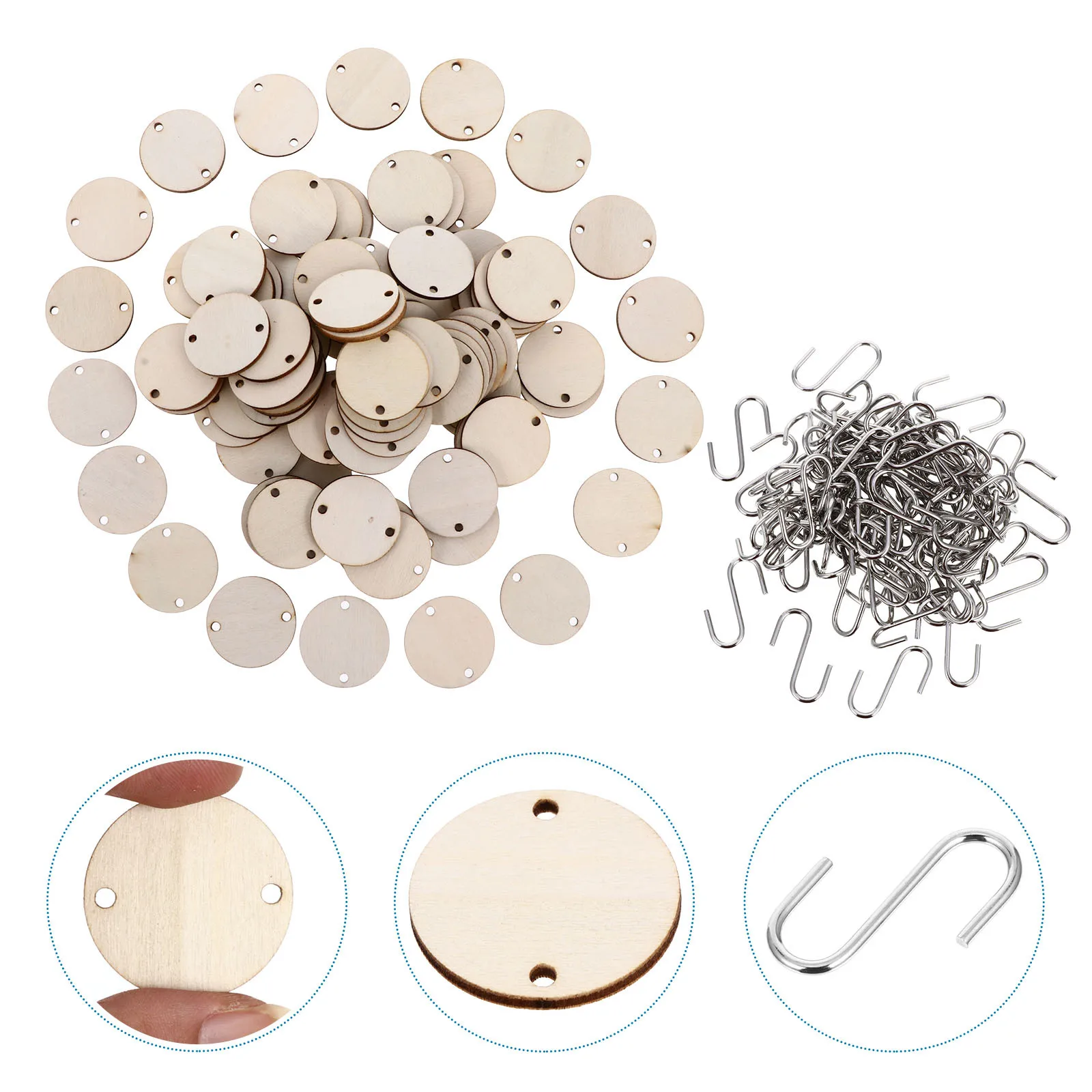 

1Set Wooden Cutouts Original Color Hanging Pendants DIY Craft Home Decoration Wood Slices Ornaments Festival Decor