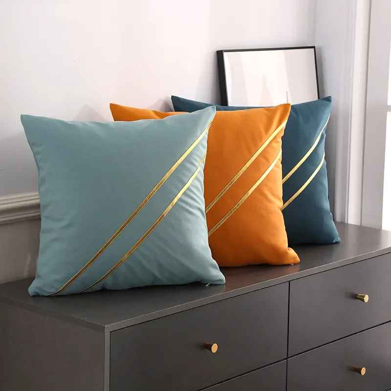 Light luxury technology cloth, living room sofa cushion, leave-in pillow cover, simple leather pillow, bedside waist back