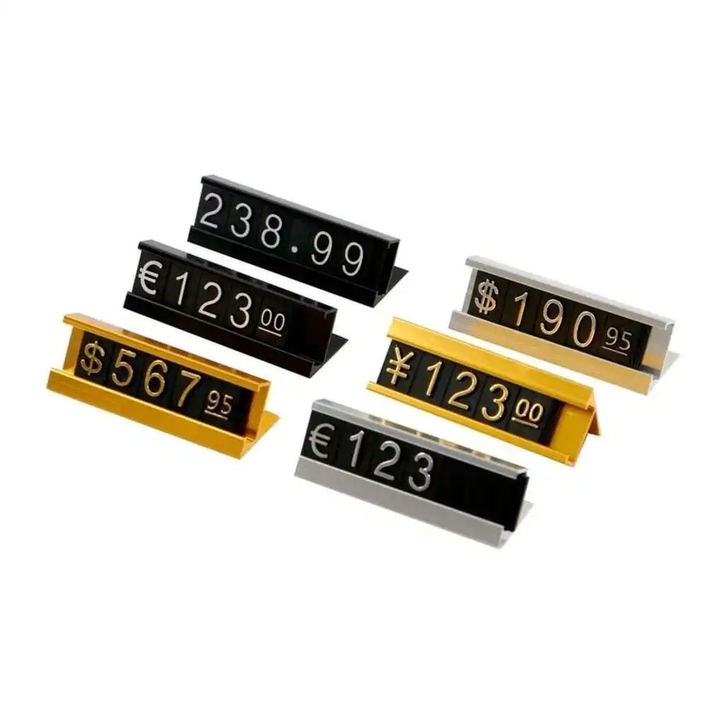 100 قطعة سعر المجوهرات عرض التسمية العلامة قابل للتعديل مجتمعة عدد التجزئة مكعب الجمعية علامة رقمية مع حامل معدني