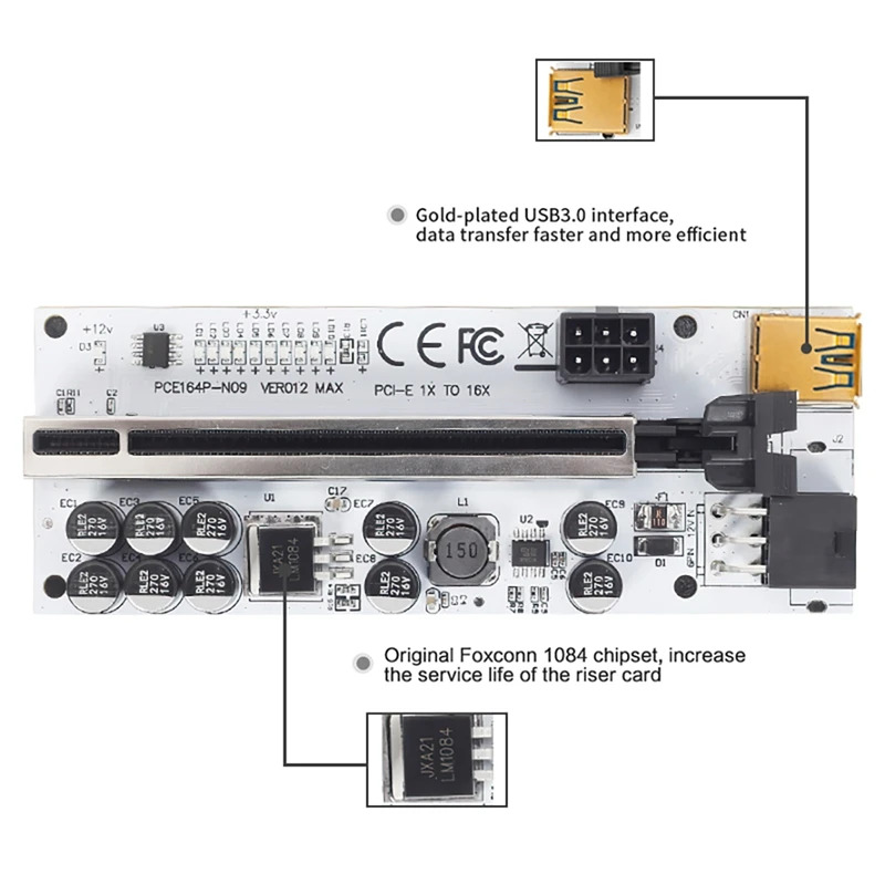 6 pz VER012MAX USB 3.0 pci-e Riser MAX Express Cable Riser X16 Extender pci-e Riser Card