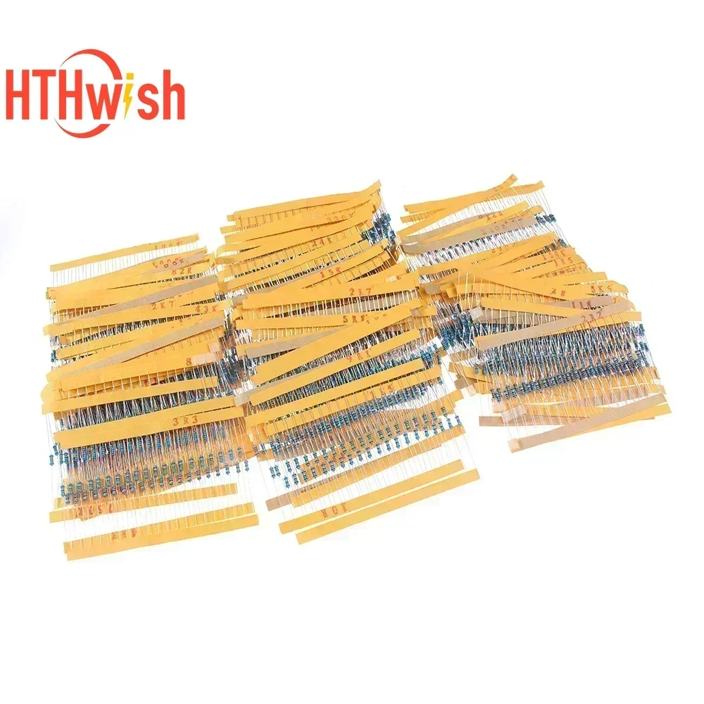 650/1300/2600pcs 1/6W 1/4W 1/2W 1W 2W ตัวต้านทานฟิล์มโลหะสารพันชุด 130 ค่า 1 โอห์ม ~ 3M ความต้านทาน 1% ตัวต้านทานชุด