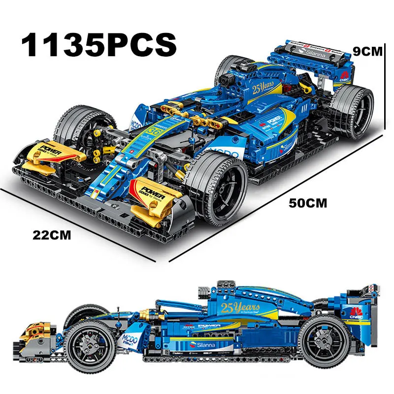 

Technical Blue F1 Formula 1 Supercar Race Car Model Building Blocks City Speed Champions Vehicle Kit Bricks Toys Kids Boy Gifts