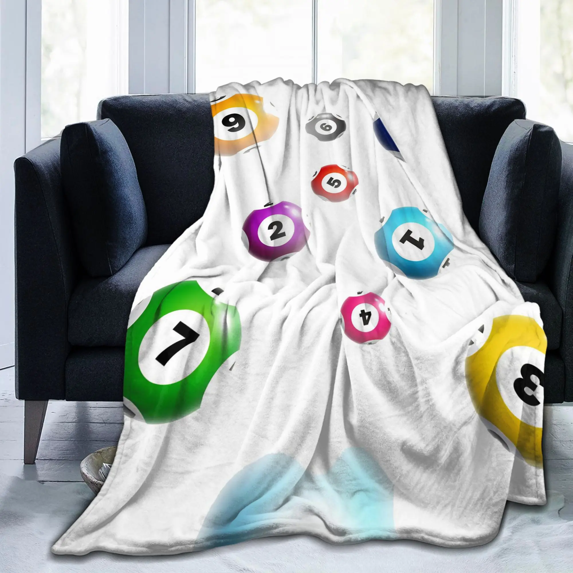 Bingo Balls Paper Game Blankets Flannel Autumn Winter  Portable Lightweight Bedding Throw Blankets for Couch