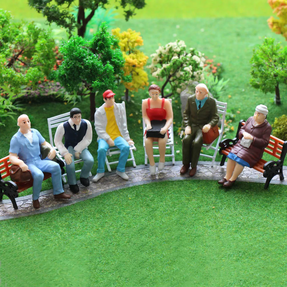 P2509 Model Railway 12pcs G Scale 1:25 Painted Seated Figures Sitting People 12pcs Different Poses