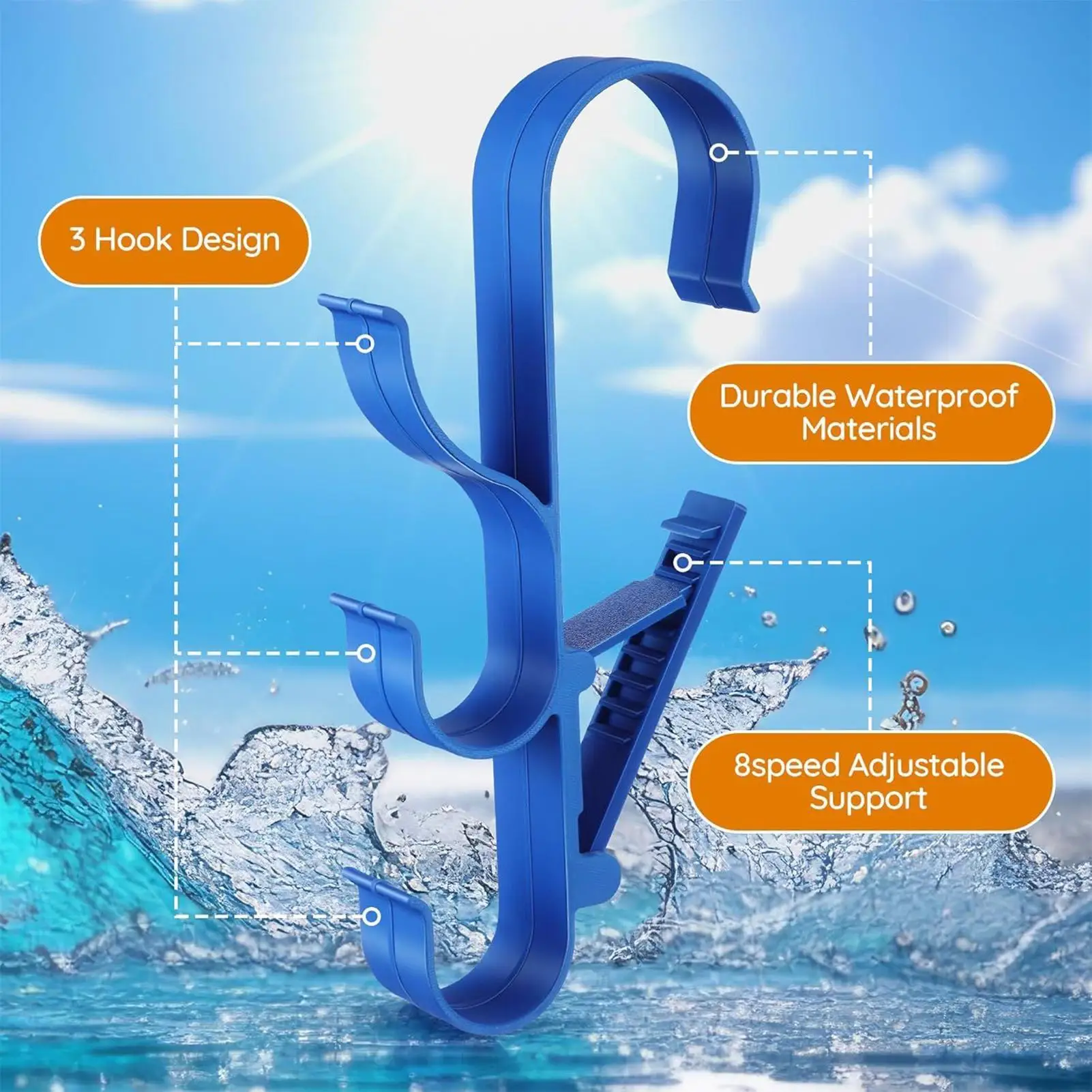 Pool Leafs Skimmer Net Holder Adjustable Telescopic Pole Hanger Aboves Ground Pool Outdoor Hot Tub Poolside Cleaning Accessories