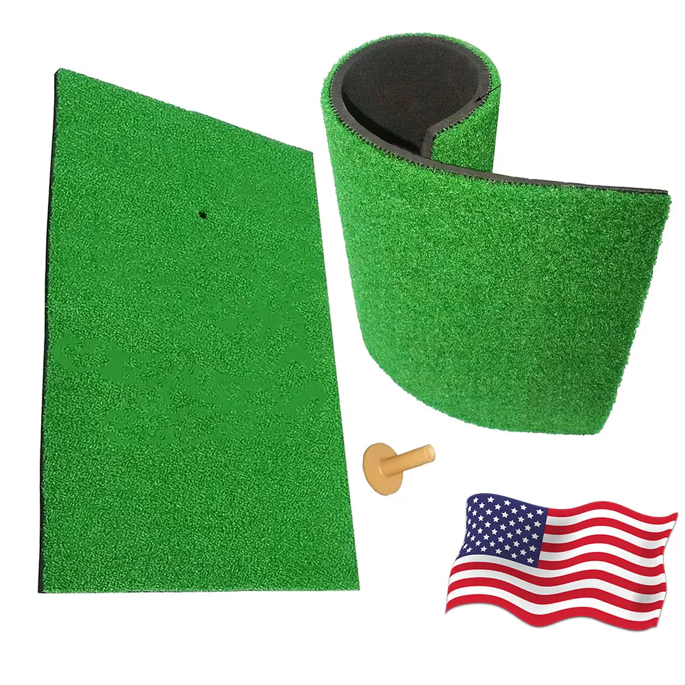 

Искусственный газонный коврик для гольфа с ти-стиком, портативный мини-тренажер для домашних тренировок, коврик для отработки ударов, улучшение навыков игры