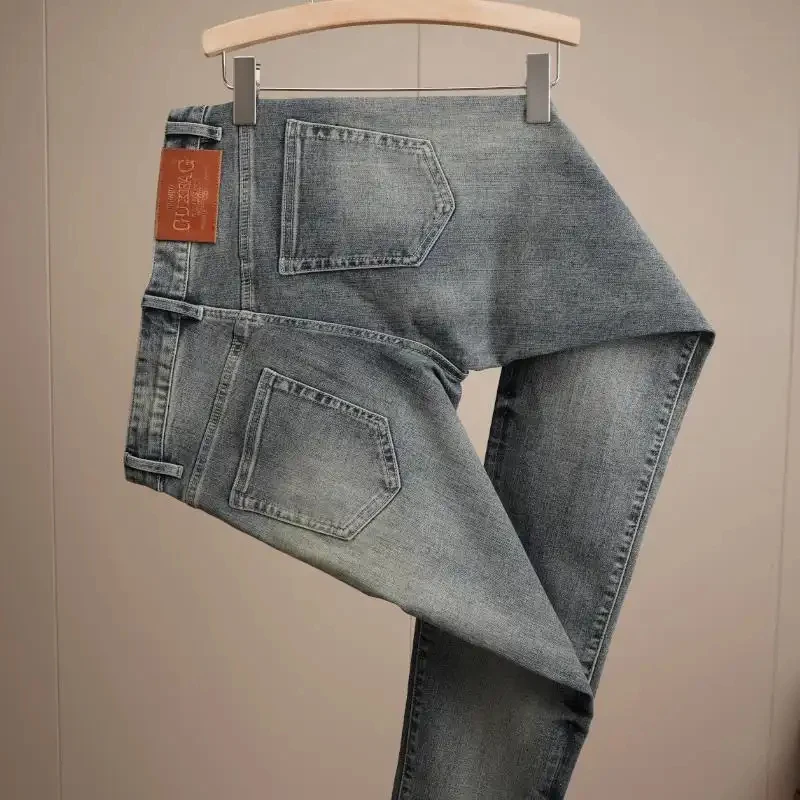 

New Vintage Jeans Autumn 2026 For Men Slim Fit Skinny Leg Trendy Stretch Fashion Denim Trousers Men Streetwear