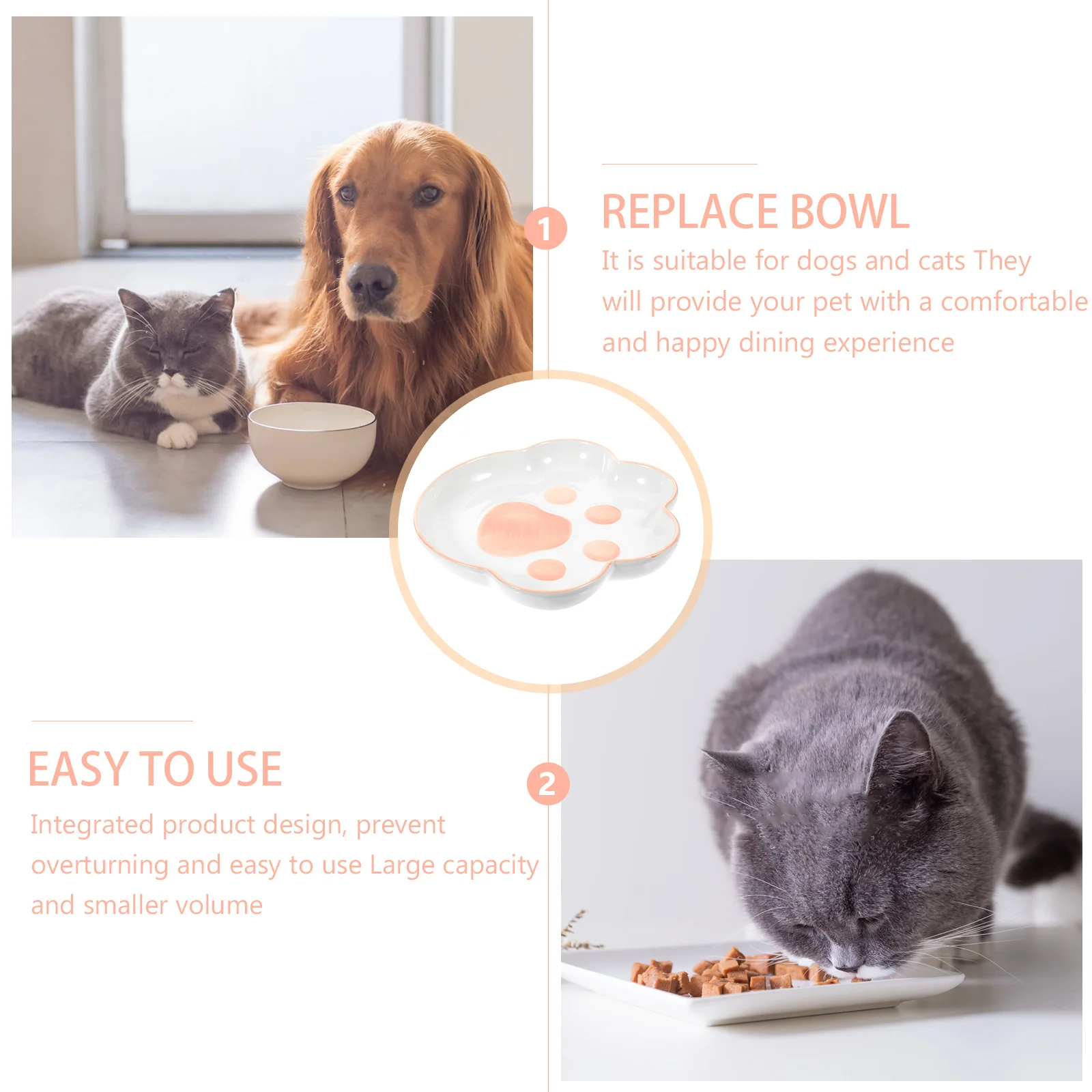 

Ceramic Bowl Pet Feeding Tool Safe Rounded Edges Non Slip Indoor Cat Food Feeder Lovely Bowl Pet Food Feeder