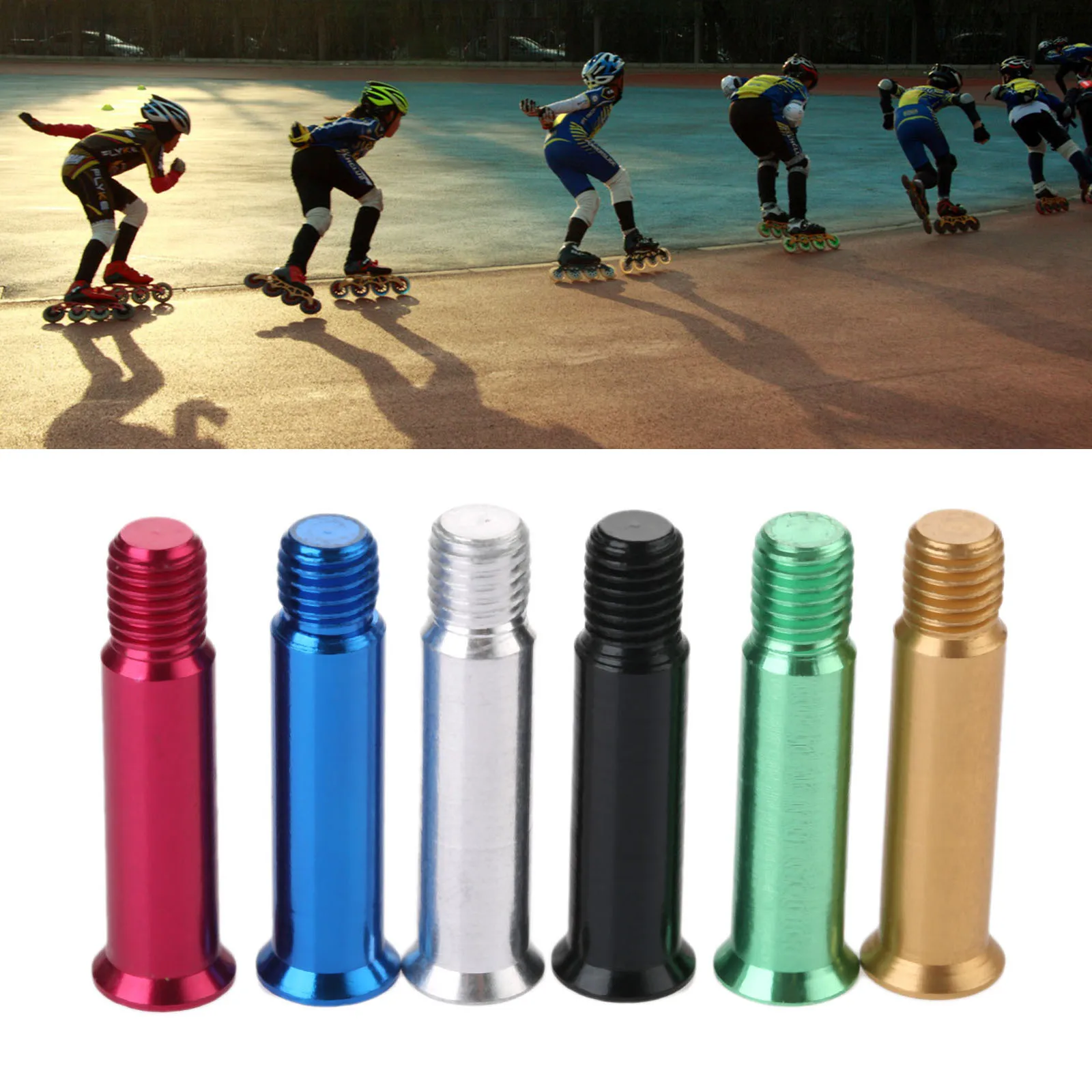 8Pcs Aluminium Rolschaatsen Onderdelen As Mannelijke En Vrouwelijke Schroeven Voor Kind Kid Of Volwassen Gratis Schaatsen Inline Skates 6 Kleuren 8*34Mm