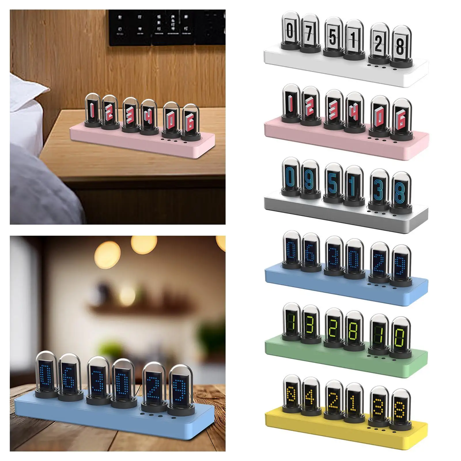 Nixie Tube Clock Digital Clock Desktop Ornament for Bedroom Cabinet Study