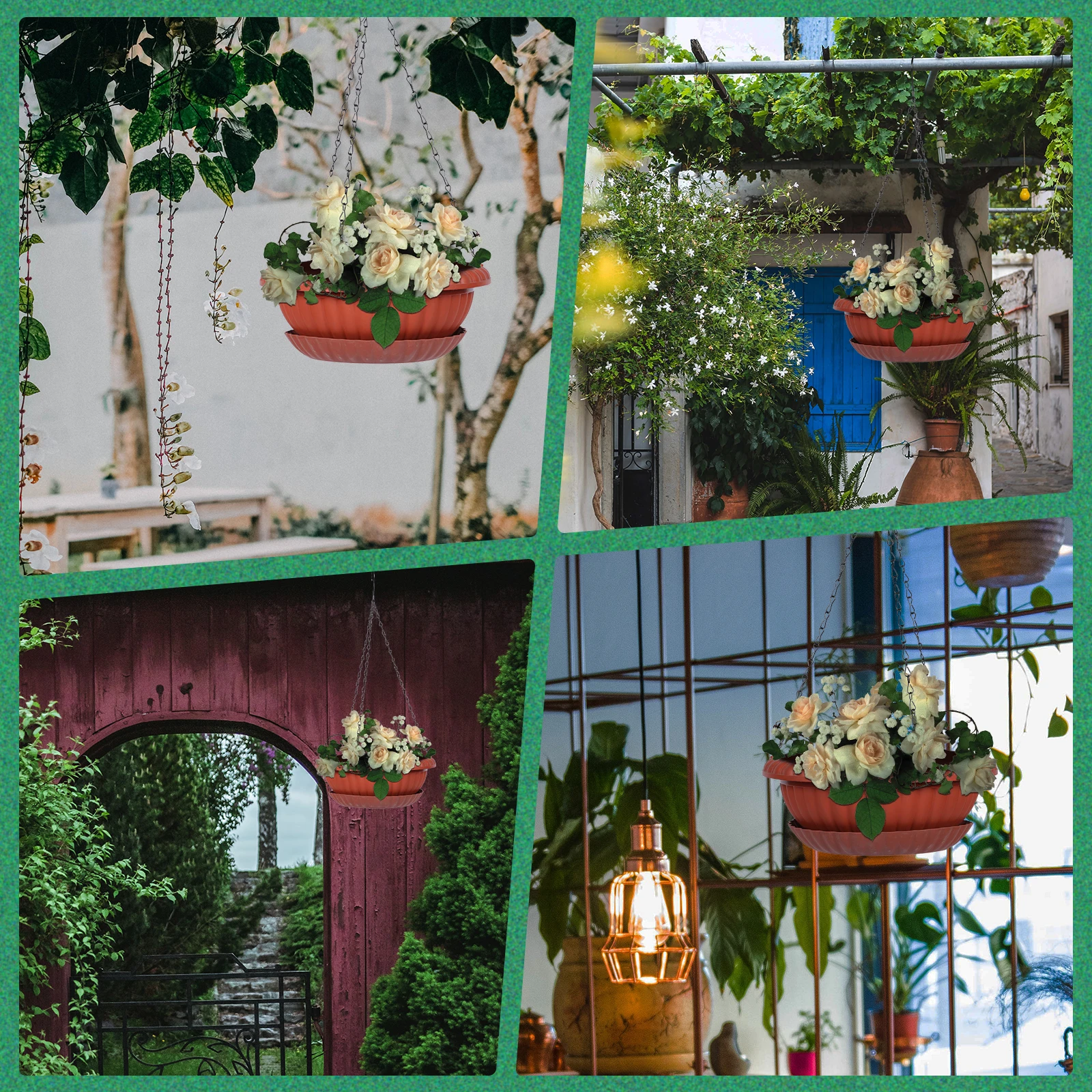 

4Sets Half Moon Hanging Flower Pots Plastic Chlorophytum Plant Holders Balcony Garden Flower Pots Durable Hanging Plant Holders