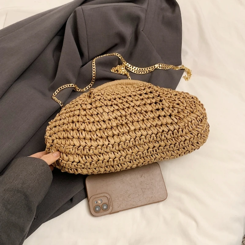 Essentiële damestas stro met verstelbare riem en crossbody-handtas