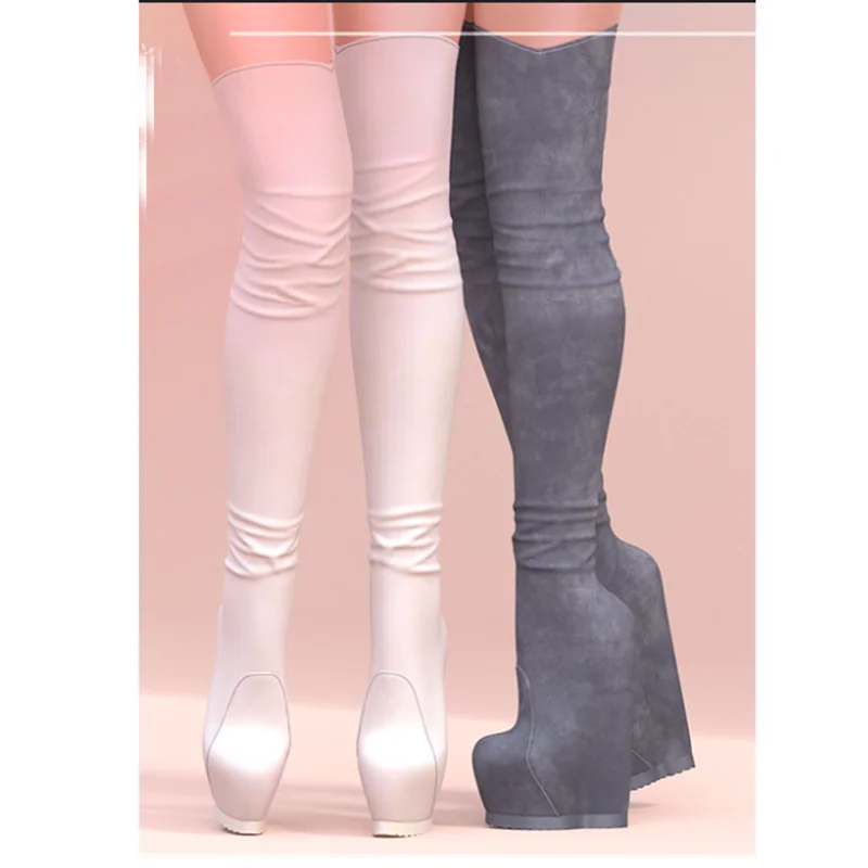 

Solid Over Knee High Platform Boots Wedge Pointed Toe Fashion Sexy Cool 2026 Winter Big Size Woman Shoes Zapatillas Mujer