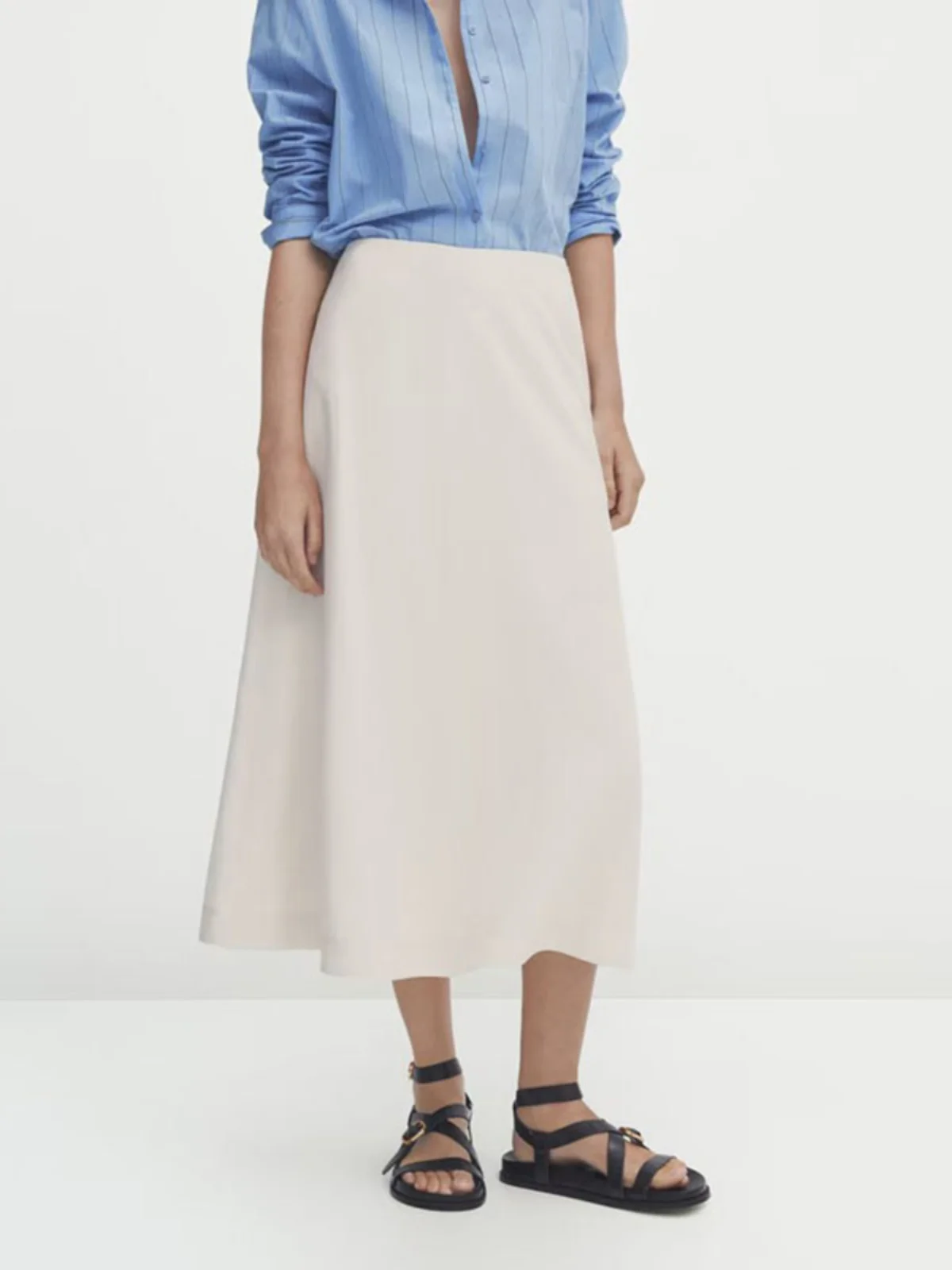 Jupe évasée trapèze pour femmes, pantalon décontracté, polyvalent, Design de points brillants, couleur Beige, nouvelle collection automne