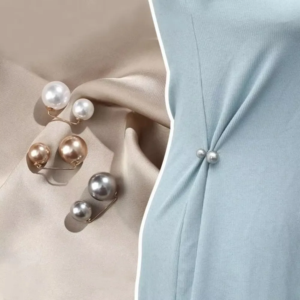 6Pcs Clothing Accessories Pearl Brooch Adjustable Double Head Pin Tighten Waist Button Jewelry Accessory Multifunctional