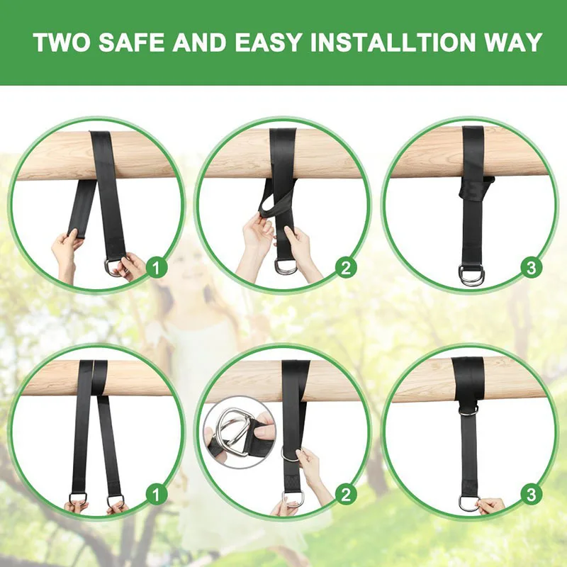 طقم أرجوحة أرجوحة خارجية متعددة الاستخدامات مع حزام أمان وحقيبة محمولة - أشرطة نايلون متينة، تناسب جميع الأراجيح، ملحقات التأرجح. #3