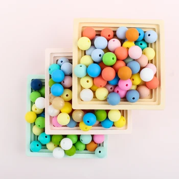 Grânulos de dentição de silicone comestível, 15mm, 20pcs, diy, mastigável, colorido, bola redonda, brinquedos do bebê