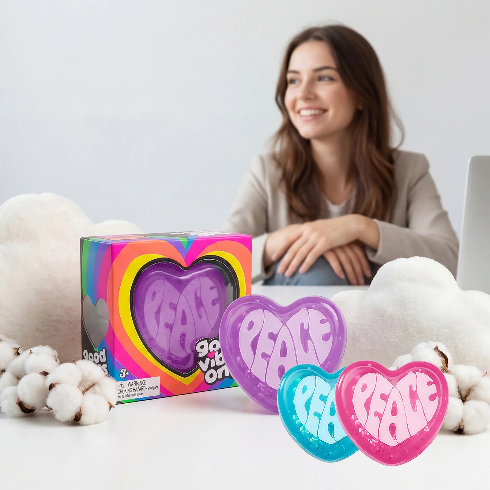 

Good Vibes Only Peace Heart Squishy Slow Rising Squeeze Toy Portable Stress Relief For Adults Anxiety Decompression Sensory Gift