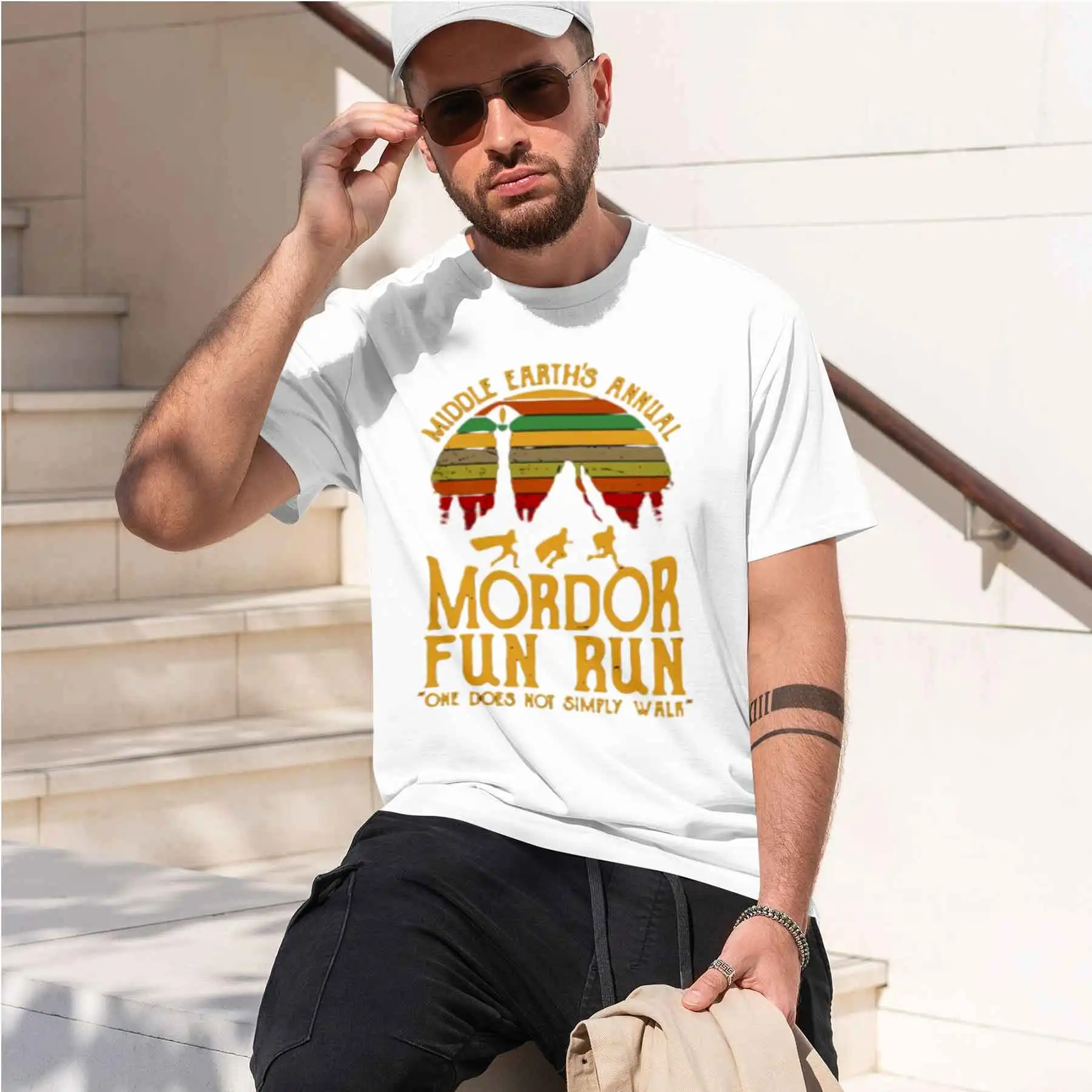 2026 new model Middle Earth'S Annual Mordor Fun Run Print T Shirt MenTshirts Summer Cotton Tops Cotton Loose Street Hip Hop T