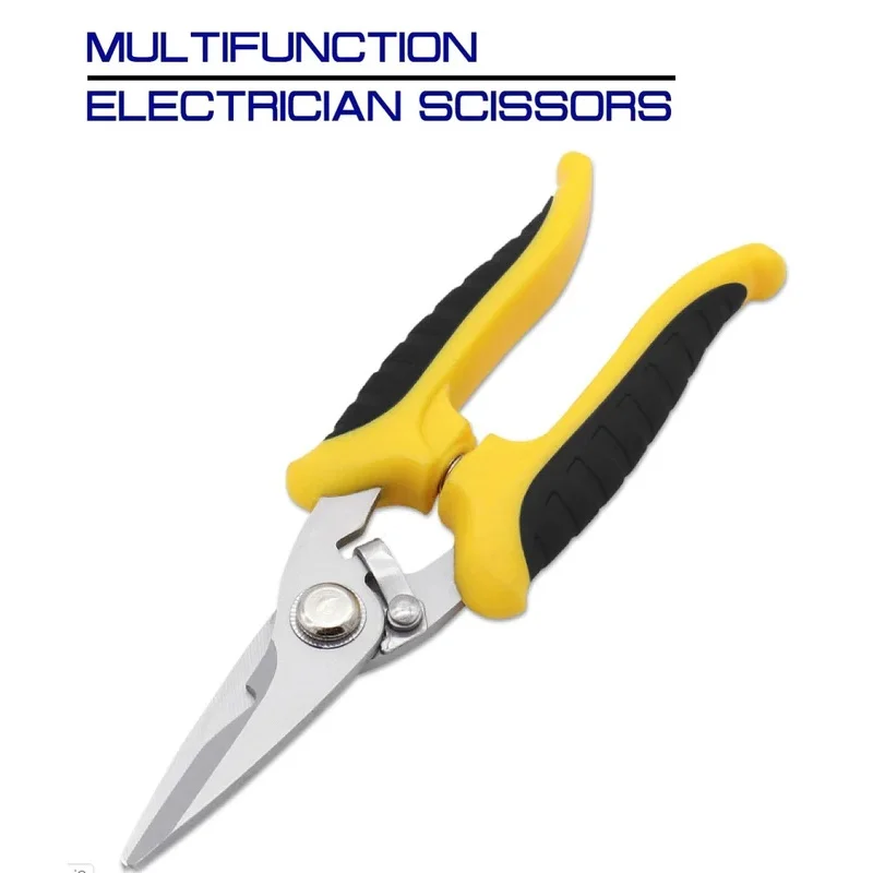 Multifunctional Electrician Scissors, Stainless Steel Tool for Groove, Wire & Steel Plate Cutting