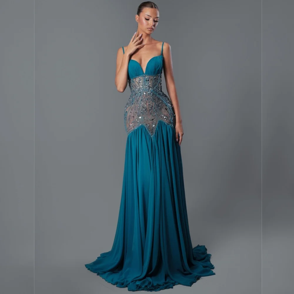 

Customized Intricate Matching Jersey Sequined Pleat A-line Sweetheart Long Dresses Bespoke Occasion Classic