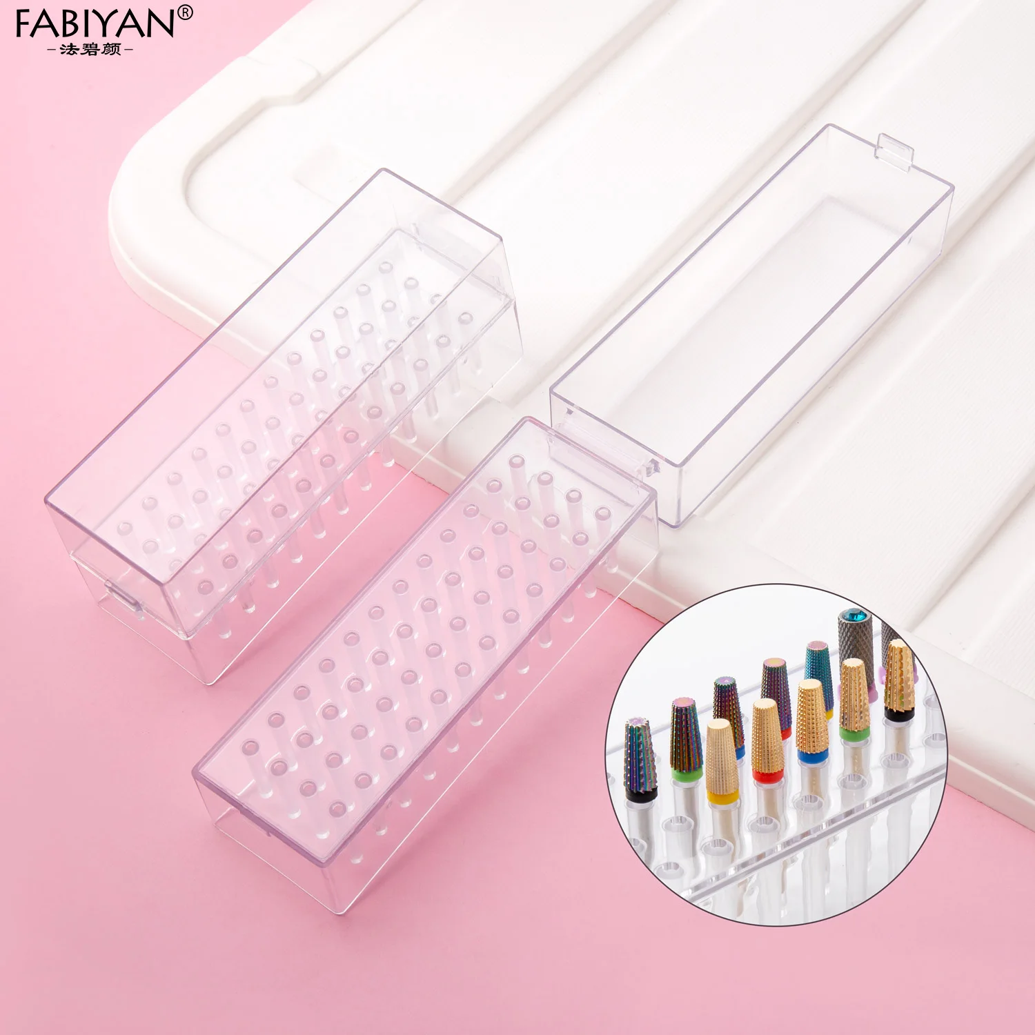 30/100 ثقوب ABS مسمار لقمة ثقب صندوق تخزين مسمار رأس مطحنة عرض موقف مانيكير اكسسوارات أدوات الأظافر