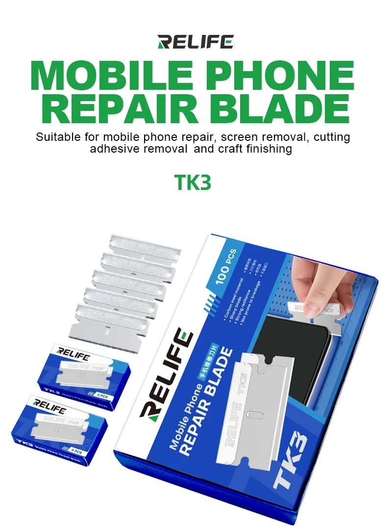 RELIFE TK2 TK3 Steel Blades Multi-Purpose Tools for Mobile Phone Screen Separation Adhesive Clearance and Precision Cutting
