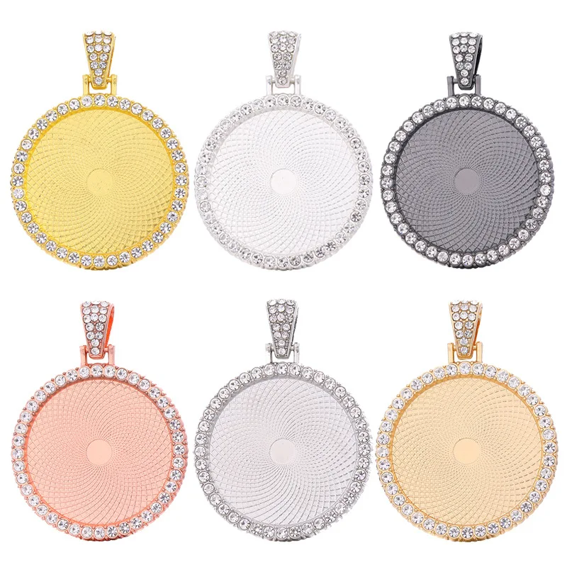 10 قطعة/الحقيبة 30 مللي متر الجولة التسامي الفراغات قلادة الحافة الصواني سحر مخصص صورة الذاكرة قلادة قلادة