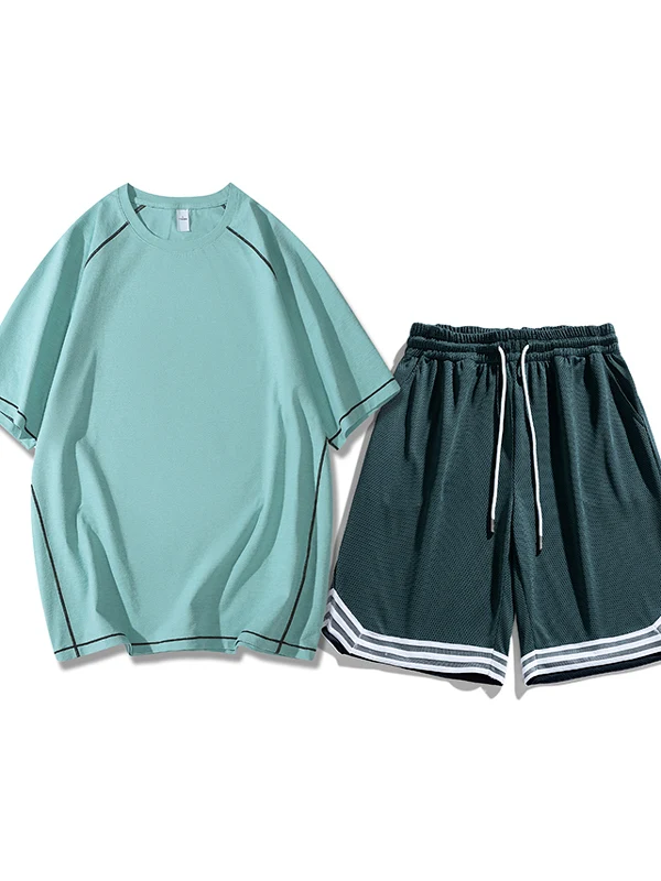 

Summer New Loose Casual round Ne ort Sve T-irt orts Two-Piece Set Men Breathable Comfortable Color JXAETE