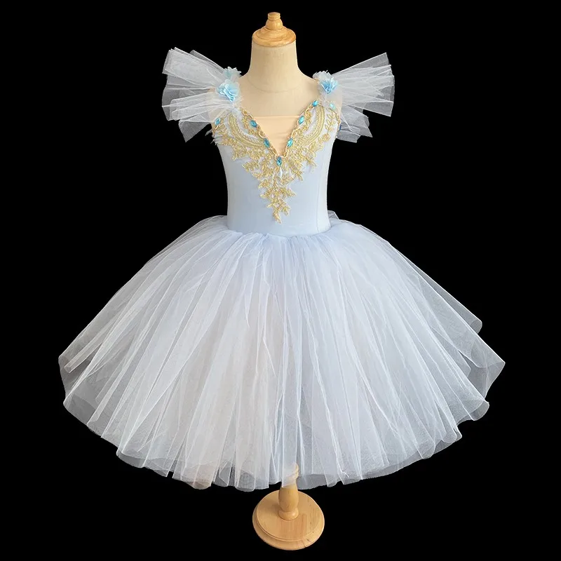 Profissional romântico tutu longo tule tutus ballet saias tutu para meninas trajes de bailarina vestido de dança do lago cisne